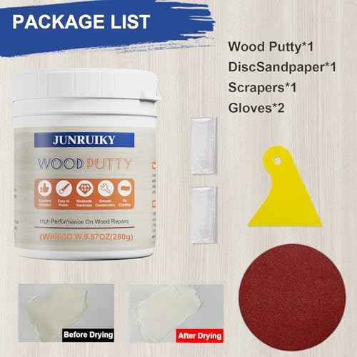 Wood Filler, Wood Putty, Wood Putty Filler Paintable, Stainable & Quick Drying - Quickly Repair Any Broken and defective Wooden Furniture (White£¬9.87 Ounce)