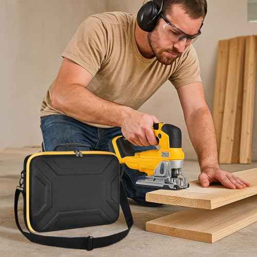 ANKHOH Case for DEWALT 20V MAX XR Jig Saw DCS334B, Jigsaw Power Tool Storage Bag for Skill Saw Blade, Battery and Charger Accessories Holder with Handle and Shoulder Strap (Box Only)