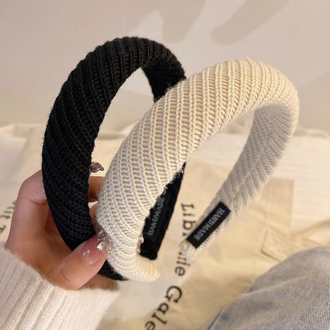 Headbands for Women Wide Knitted Hairbands Fashion Non Slip Headband for Women's Hair Cute Solid Colors Hair Accessories 4pcs