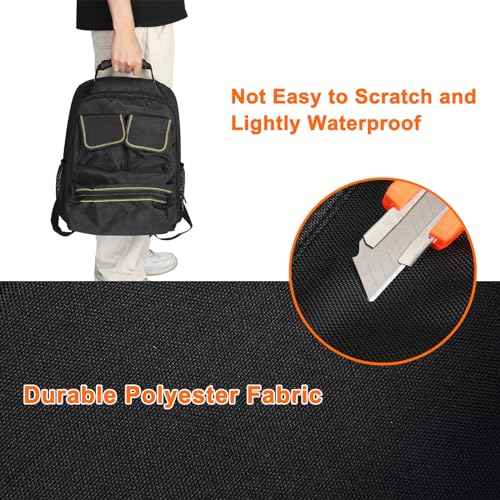 HARFINGTON Tool Backpack Tools Organizer Multipurpose Multifunction Pockets ToolBag for Men Women with Adjustable Shoulder Strap