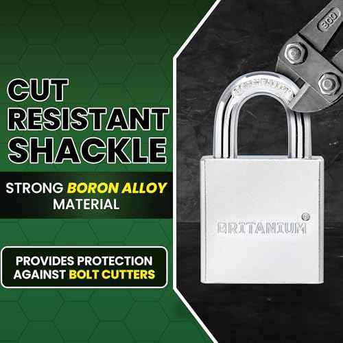 Britanium¢ç SFL60 Professional Grade Padlock - Chrome Plated Steel with Boron Alloy Shackle, 5 Tumbler Keys, Weather-Resistant Design for Storage & Commercial Security