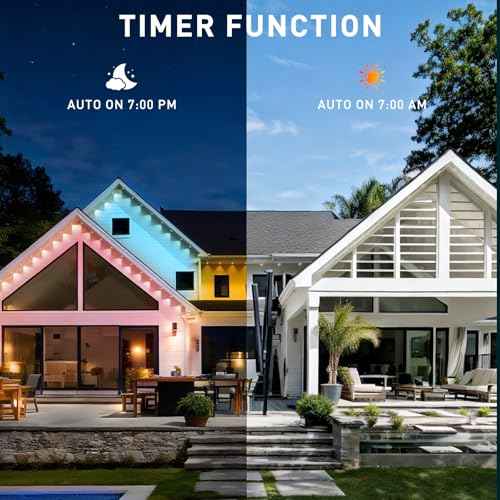 150FT Permanent Outdoor Lights Waterproof, Smart RGB Eaves Lights with App/Remote Control, DIY Scene Modes, LED Outdoor Lighting for Christmas Holidays Daily Party House Roof Lighting