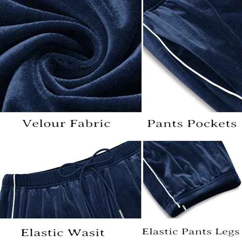 COOFANDY Mens Velour Tracksuits 2 Piece Set Outfits Zip Up Sweatsuits Velvet Jacket Pants Set