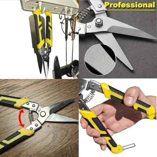 Heavy Duty Industry Scissors 8.7 Inch Aviation Tin Snips Straight Metal Cutter with Comfort Grip and Stainless Steel Blades Multifunction Cutting