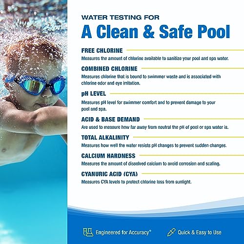 Taylor Pool Water Test Kit, Complete Swimming Pool Water Test Kit, for Chlorine, pH, and Alkaline Levels, Ideal for Pools, Hot Tubs, and Spas, 1-Pack