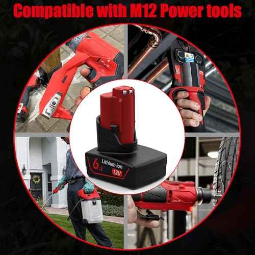 Powilling 12V 6500mAh Replacement for Milwaukee M12 Battery and Charger Kit for Milwaukee M 12 12Volt 48-11-2440 48-11-2411 48-11-2410 with 2-Port Dual 12V Charger