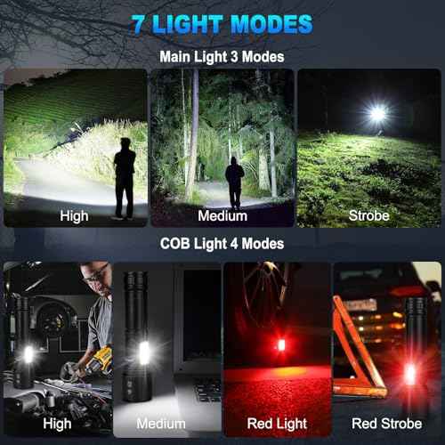 Rechargeable LED Flashlights High Lumens, 99,000 Lumens Super Bright Flashlight 7 Modes w/COB Work Light, Powerful Flash Light for Outdoor Emergency Hiking Camping