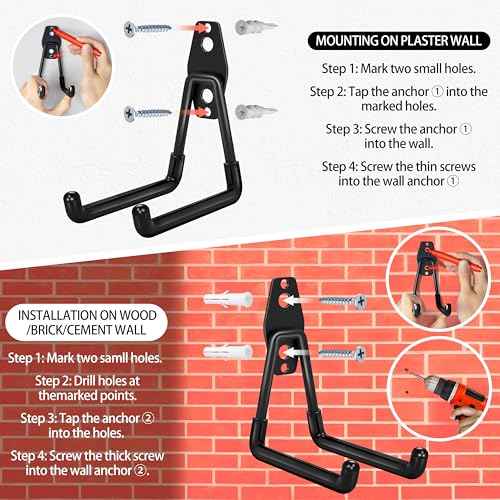 28 Pack Garage Hooks Heavy Duty - Garage Storage and Organization Ladder Hooks with Non Slip PVC Coating for Hanging Bike£¬Ladder£¬Garden Tools£¬Hose