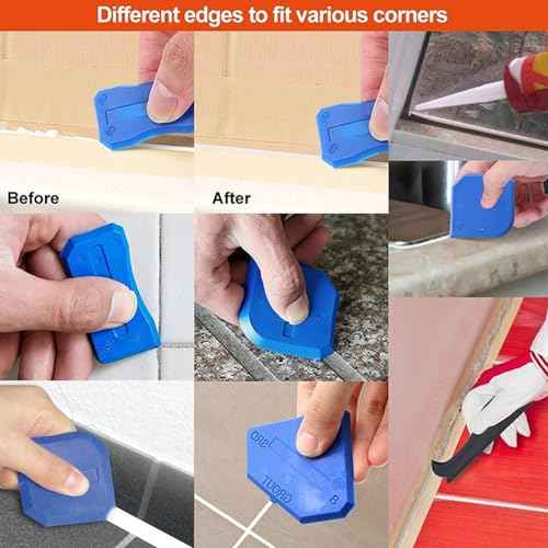 Caulking Tool, 12 Pieces Silicone Sealant Finishing Grout Tools Kit,Caulk Remover Tool,Hand Caulk Removal Tool for Kitchen Bathroom Floor Window Sealant Sealing Sink Joint,Reuse and Replace (Red£©