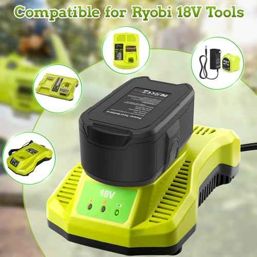 Upgraded 6.0Ah Replacement for Ryobi 18v Battery and Charger, High Capacity, Fast Charging Compatible with Ryobi Battery and Charger 18 Volt P107 P108 P109 P102 P103 P104 P105