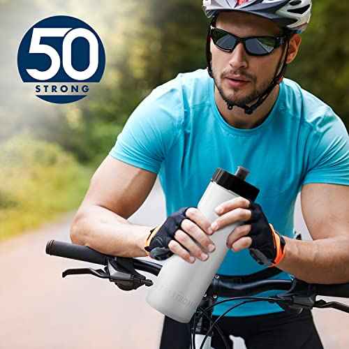 50 Strong Sports Water Bottles ? Reusable 22 oz BPA-Free Plastic Bottles with Pull Top Cap ? Made in USA ? Top Rack Dishwasher Safe ? Fits Most Bike Cages Brand
