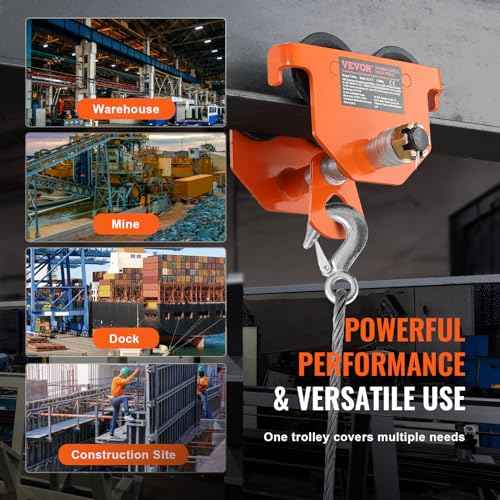 VEVOR Manual Trolley, 2200 lbs/1 Ton Load Capacity, Push Beam Trolley with Dual Wheels, Adjustable for I-Beam Flange Width 2.5" to 8", Heavy Duty Alloy Steel Garage Hoist for Straight Curved I Beam