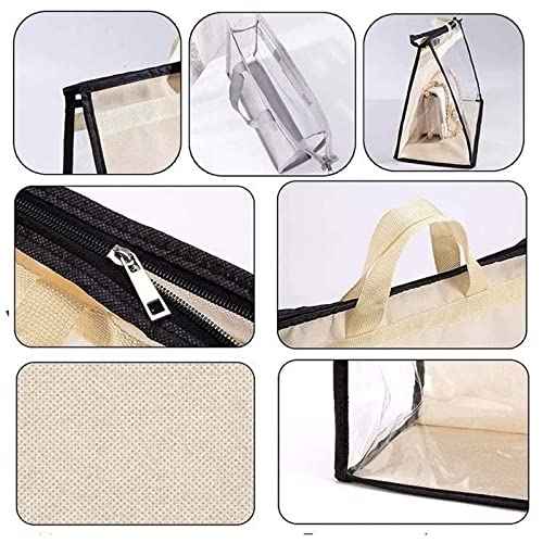 Dust Bags for Handbags - Purse Storage Organizer for Closet Moistureproof and Dustproof Cover Hanging with Zipper and Handle (Pink-XL)