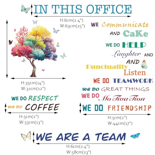 Runtoo Office Inspirational Quotes Wall Art Decals for Work Positive Sayings Peel and Stick Tree Wall Stickers Motivational Teamwork Company Decor