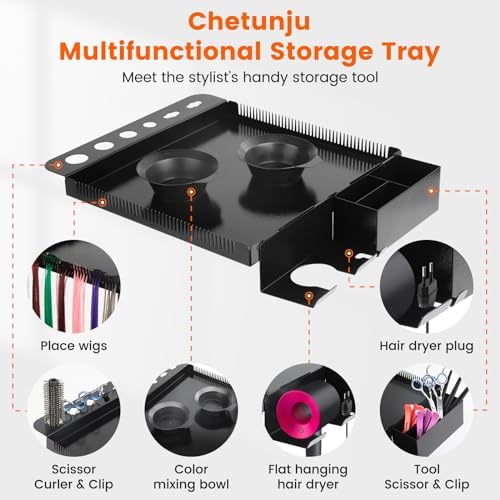 Multi-Function Salon Tray, Salon Rolling Tray cart (with Wheels), Beauty & Hairdressing Tray for Hair Stylist,.Suitable for Tattoo parlors, Hair Salons, Personal Designers.