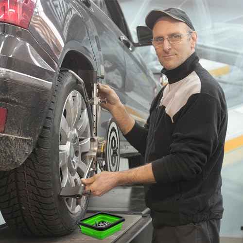 3pcs Collapsible Magnetic Parts Tray, 3 Sizes Magnetic Foldable Tray Insulating Silicone Magnetic Tool Tray for Mechanic's Folding Bowl & Magnetic Base for Bolts Screws Nuts Gaskets (Green)