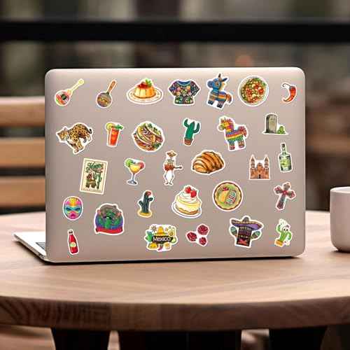 108 Pcs Mexican Vinyl Stickers, Waterproof Decorative Mexico Decals for Laptop, Water Bottle, Car, Guitar, Skateboard, Phone, Refrigerator, Fiesta Party Supplies, Vibrant Mexican