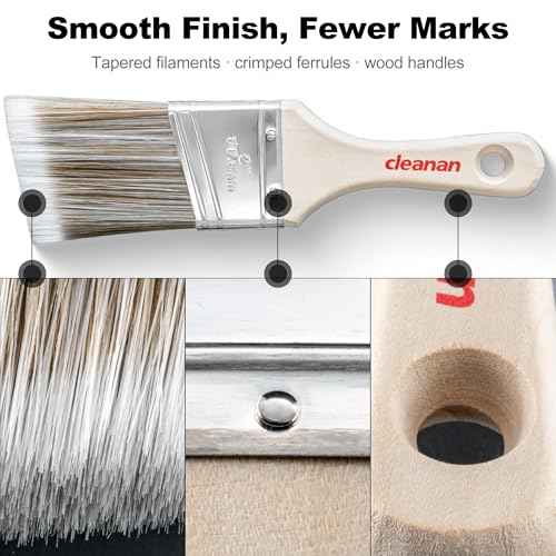 Paint Brush Set, 5-Piece Flat & Angled for Latex & Oil ? 1¡È Flat, 1¨ö¡È Angle, 2¡È Stubby Angle, 2¡È Flat, 2¨ö¡È Angle ? with Clip-On Paint Edger for Crisp Lines ? Walls, Trim, Cabinets, Doors, Fences