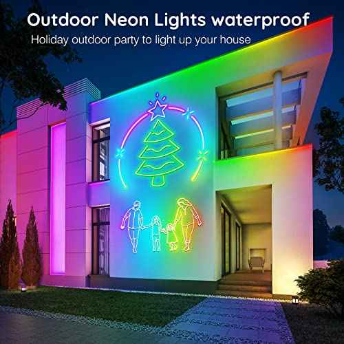 AILBTON 60Ft Neon Rope Lights,Flexible Led Rope Lights Control with App/Remote,Multiple Modes Rope Lights,IP65 Outdoor RGB Led Neons Lights,Music Sync Gaming Led Neon Light Strip for Bedroom Decor