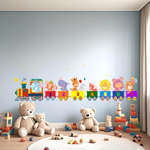 Animals Train Wall Stickers Kids,Nursery Daycare Playroom Wall Decals,Cute Wall Decors for Boy,Girl,Toddler.