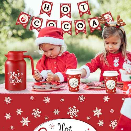 LemonRoad 2 Pcs 68 oz Hot Chocolate Dispenser Red Cocoa Drink Dispenser Christmas Cocoa bar Thermal Coffee Carafe for Hot Drinks Chocolate Tea Beverage for Party Supplies