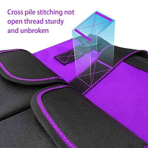 Garden Tools Bag 16 inch Wide Mouth Tool Bag with Molded Base Tool Tote for Women, Heavy Duty,600D polyester fabric (Purple color)