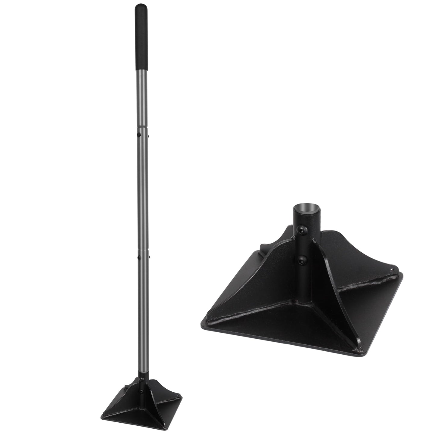 Walensee Steel Tamper with 48 inch Handle 8"x8" Garden Tamper with Rubber Grip All-Steel Heavy Duty Tamper Tool for Leveling Ground Gravel Soil Asphalt Sand Installing pavers and Repairing Blacktop