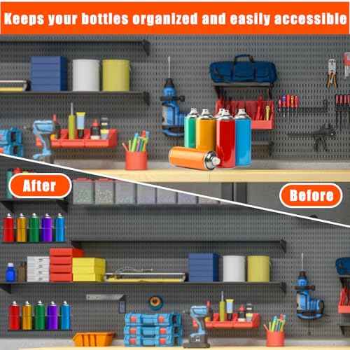 Kokone Magnetic Spray Bottle Holder 2 Pcs with Notch Cutout 5 Holes Wall Mounted Metal Spray Bottle Organizer Black for Garage, Workspace, Tool Cart, Trailers