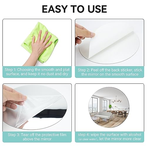 Fantasyon Acrylic Round Mirrors Self Adhesive Non Glass Mirror Circle Wall Mirror Clear Wall Sticker Decals for Wedding Table Centerpiece and Home Living Room Bedroom Wall Decor (6 inch/10 pcs)