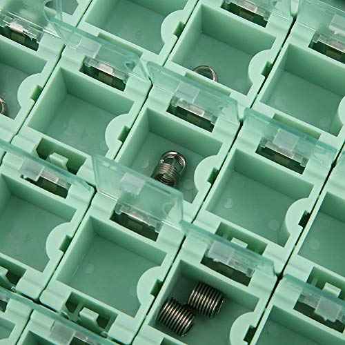 50pcs/Set Green SMT SMD Container Box, Electronic Components Parts Storage Case with Transparent Lid, Mini Component Assortment Storage Box, Tool Organizers