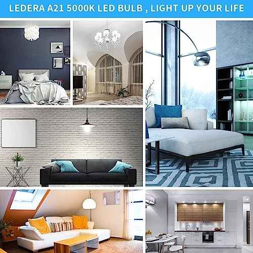 LEDERA 24 Packs 150W Equivalent LED Light Bulb, 23W Bright LED Bulb 2500 Lumens, A21 Daylight White 5000K Light Bulbs for Home Living Room, Kitchen, Office, Garage, Warehouse, Commercial Lighting
