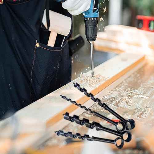 4 Pcs Hand Auger Wood Drill,Bushcraft Hand Auger Wrench Scotch Eye Wood Auger Survival Settlers Wrench Tool Bushcraft Gear for Camping,Outdoor,Hiking,Woodworking
