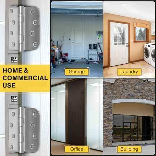 KOLET Ball Bearing Door Hinges, 4 x 4 Inches Door Hinges, Heavy Duty Stainless Steel Hinges, Square and 5/8'' Radius Corner, Smooth and Quiet, Non Removable Pin, Brushed Nickel, 6 Pack