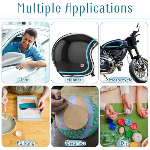 5 Rolls of Vinyl Tape Masking Tape Automotive Car Auto Paint for Curves, High Temperature Vinyl Low Tack(1/8 inch,Blue)