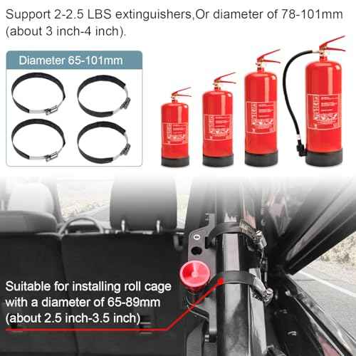 Aluminum Quick Release Roll Bar Fire Extinguisher Mount Holder Compatible with for Ford Bronco Jeep Wrangler Gladiator UTV Polaris RZR Ranger Can Am ATV Fire Extinguisher Bracket