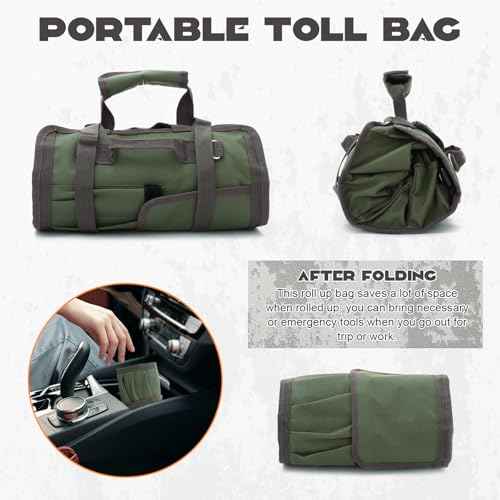 SUKUTU Tool Bag Heavy Duty Roll Up Tool Storage Organizer Portable Rollable Carrying Toolbag for Men Mechanic Electrician & Hobbyist