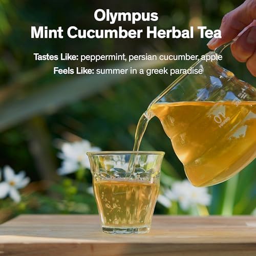 August Uncommon Olympus – Cucumber Mint Herbal Tea – Refreshing Peppermint, Apple & Lemongrass – Loose Leaf Tea Caffeine Free Blend, Relaxation Gift for Women or Hot & Iced Tea Rituals (1.8oz Pouch)