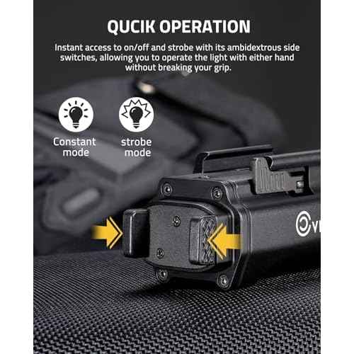 CVLIFE 1500 Lumens Pistol Flashlight Magnetic Rechargeable, Tactical Light for Pistol with Quick Install Adjustable Rail, Picatinny Flashlight with Strobe Function