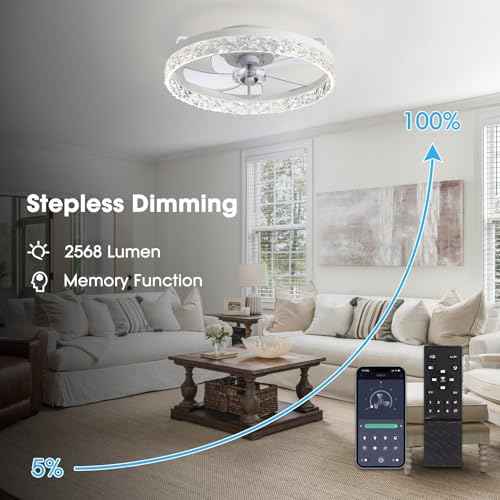 Ceiling Fans with Lights and Remote, 20¡± Ceiling Fan with 3 Blades, Modern Low Profile Ceiling Fan, Noiseless Reversible DC Motor for Bedroom Living Room