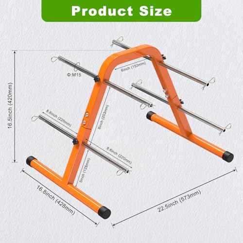 SELEWARE Portable Wire Spool Caddy ? Heavy-Duty Steel Cable Dispenser with 4 Adjustable Rods for Effortless Spool Storage & Dispensing (Orange)
