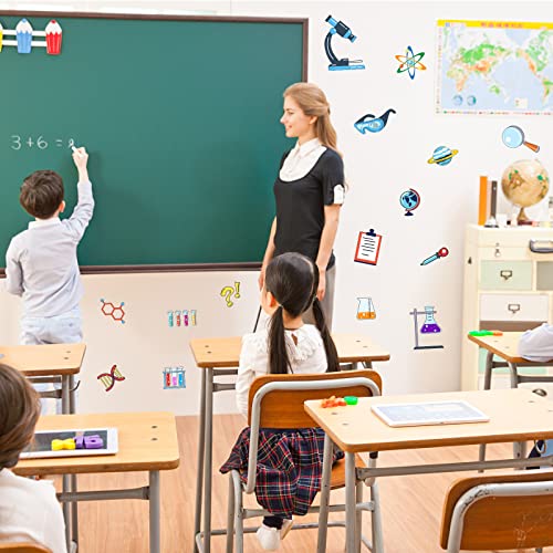 OLYCRAFT 23Count Science Element Wall Sticker Science & Lab Supplies Pattern Wall Decal Peel PVC Wall Decoration Stickers for Classroom Living Room Bedroom(11.4¡¿35.4 inches)