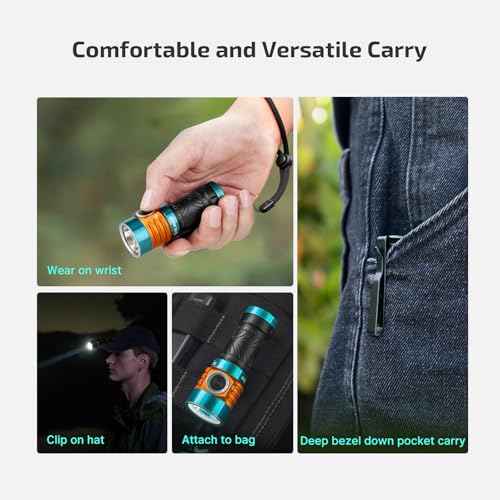 OLIGHT BatonTurbo EDC Rechargeable Flashlight, 1000 Lumens Compact LED Flash Light and 510 Meters Long Throw Powerful Pocket Light, with Two-Way Clip and Landyard for Camping, Hiking (Roadster)