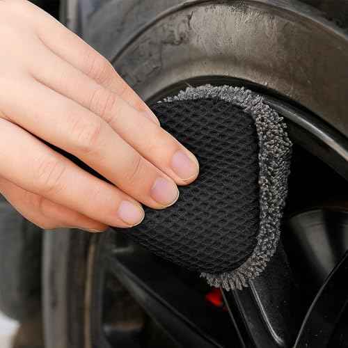 3 PCS Tire Shine Applicator Sponges, Microfiber Tire Brightener Applicator Pad Durable and Reusable Tires Dressing Applicators Pad, Tires Applicator-Pad for Car Detailing Cleaning Sealant Conditioner