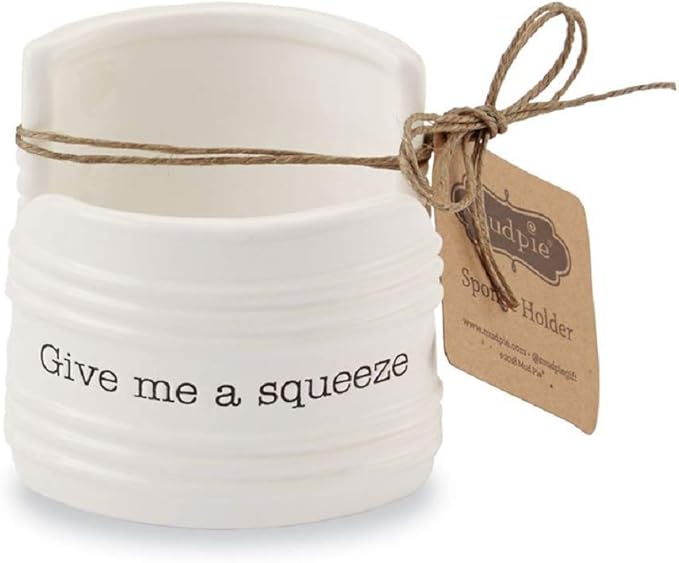 Mud Pie Give Me A Squeeze Sponge Caddy, 3" x 3", White