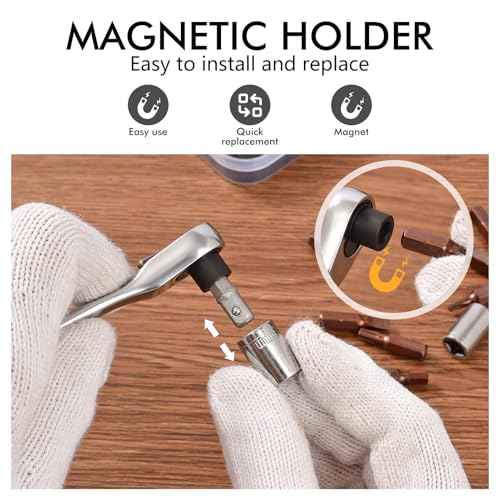 COTOUXKER Mini Ratchet Set, Right Angle Screwdriver set with 1/4 Mini ratcheting screwdriver and Bits Sockets for Tight Spaces