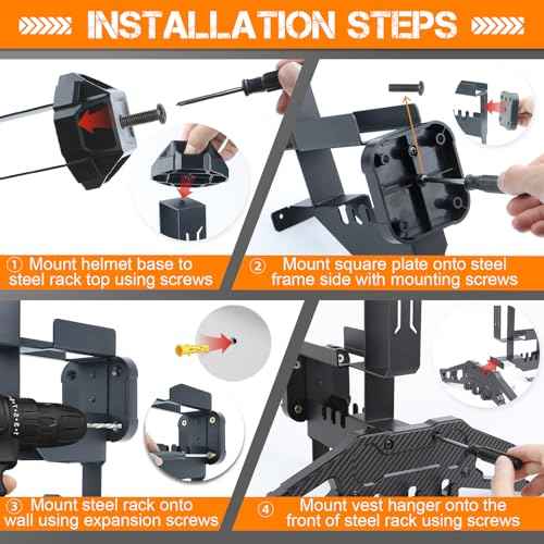 HLOGREE Motorcycle Helmet Holder Rack Wall Mount, Tactical Equipment, Metal Helmet Holder Mount with Hooks, 88lbs Load Capacity, for Motorcycles, Baseballs, Rugby, Military Equipment