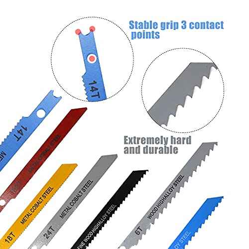 14PCS U-Shank Jigsaw Blades Jig Assortment for Wood Metal Plastic PVC Cutting Jig Saw Blade Set 6T, 8T, 10T, 14T, 18T, 24T, 32T