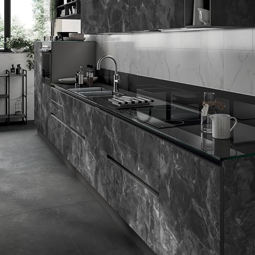 Guvana Matte Marble Contact Paper for Countertop 15.7''x78.7'' Removable Grey Wallpaper Marble Peel and Stick Wallpaper Matte Marble Contact Paper Waterproof Self Adhesive Wall Paper for Kitchen Decor