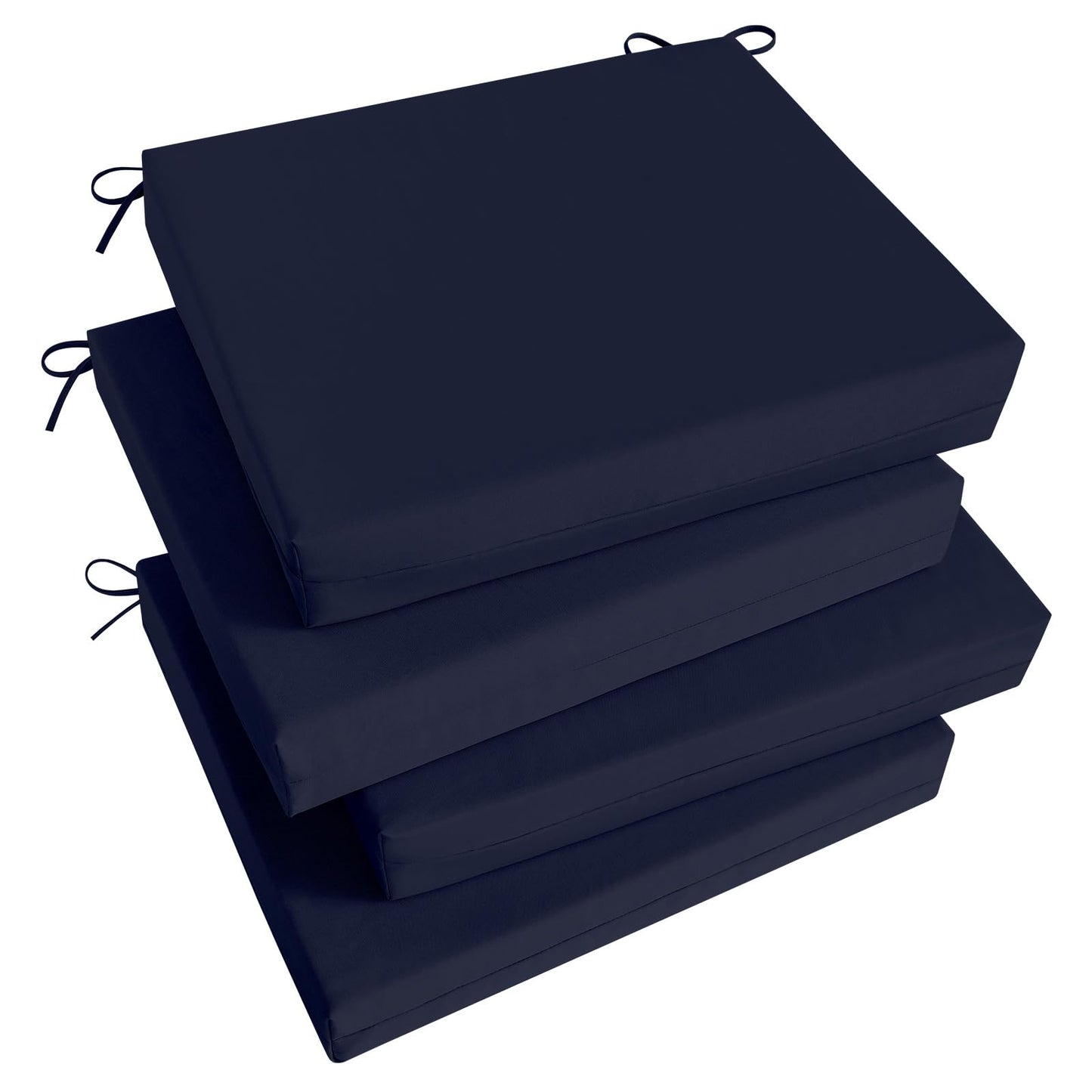 Basic Beyond Outdoor Chair Cushions Set of 4, Square Corner Outdoor Cushions for Patio Furniture, Water Resistant Patio Chair Cushions with 2 Ties, 18.5x16x3, Navy