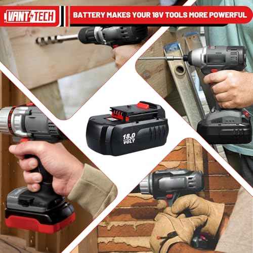 VANTTECH 2Pack 4.8Ah PC18B 18 Volt Replacement for Porter Cable 18V Battery Ni-Mh PCC489N PC18BLEX Compatible with Porter Cable 18V Cordless Power Tools and Battery Charger PCMVC PCXMVC